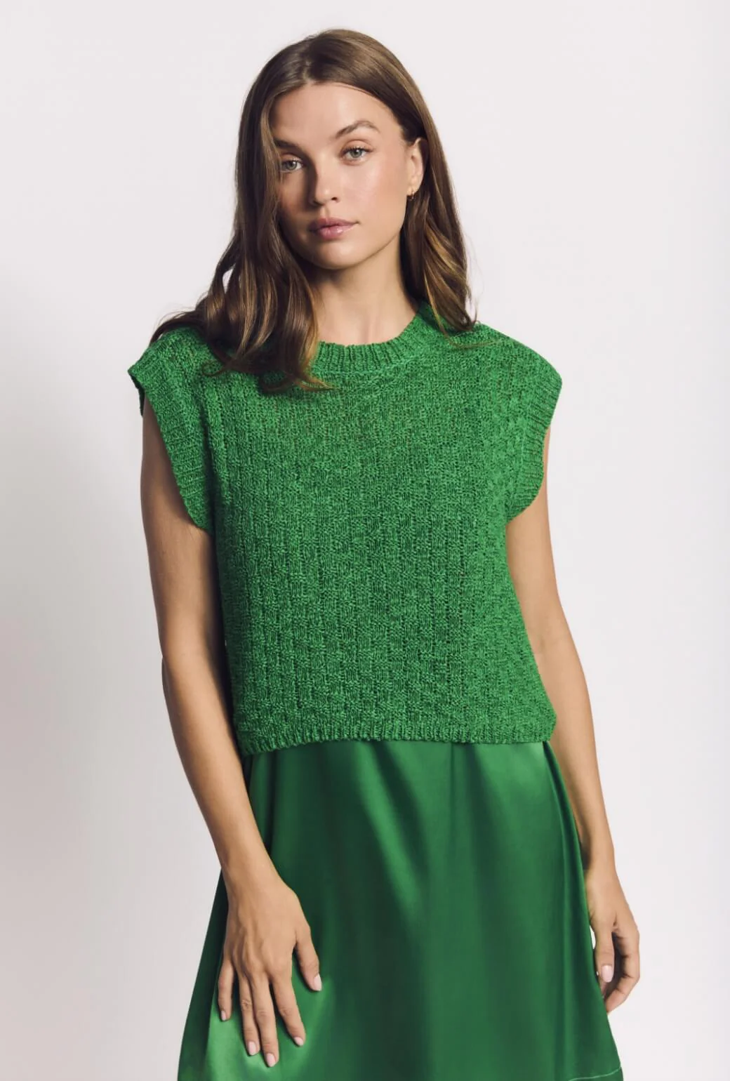 Cropped Sweater Vest - Kelly Green - Image 5