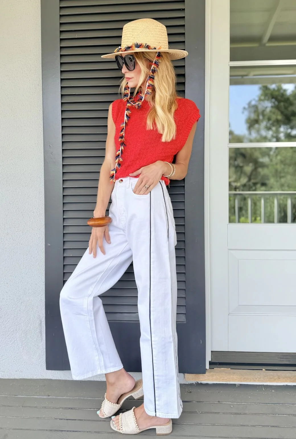 Cropped Sweater Vest - Red - Image 4