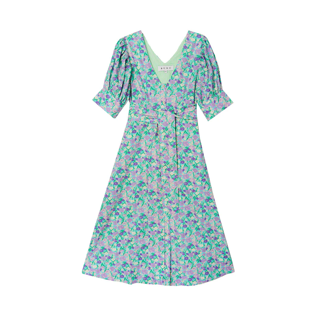Deep V Day Gown - MIDI - Lilac Daisy - Image 14