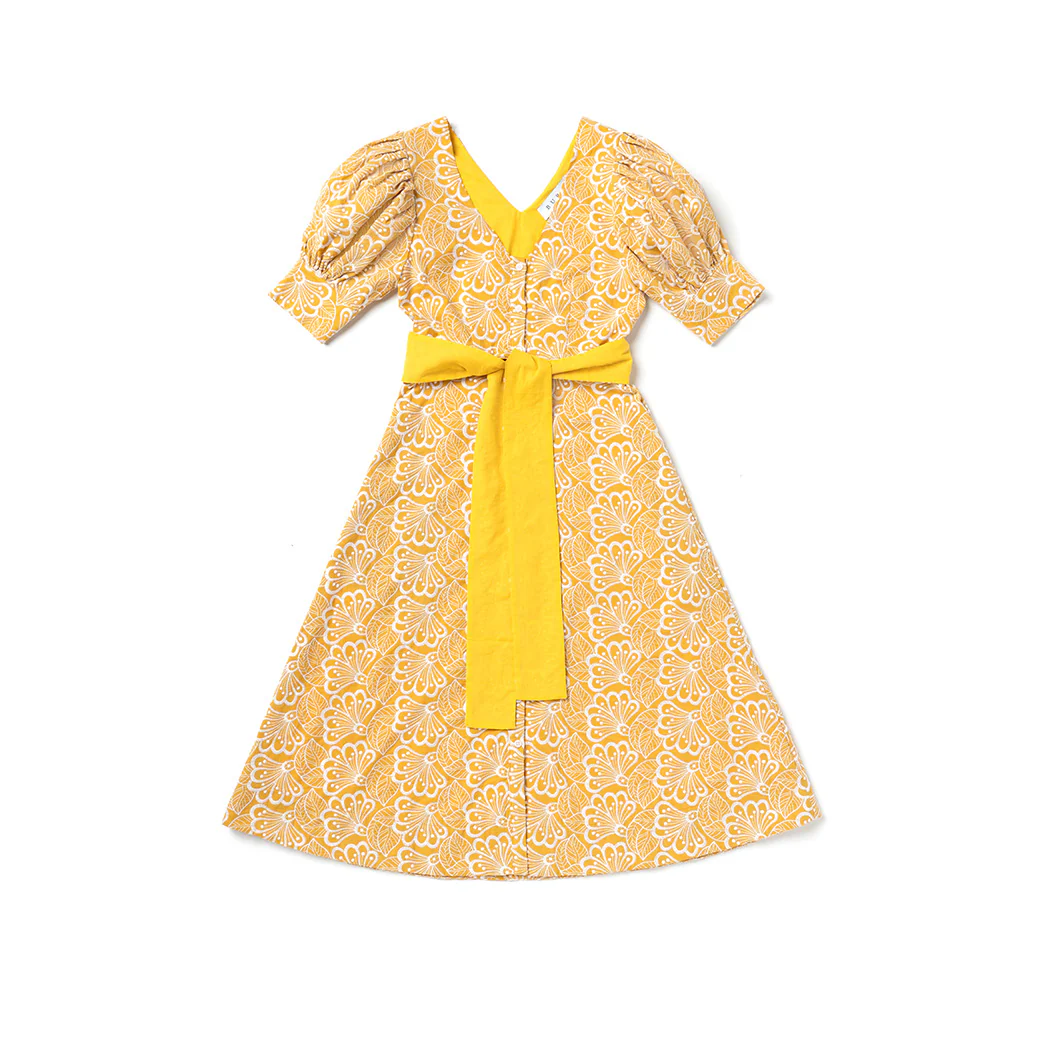 Deep V Day Gown - MIDI - Marigold Embroidery - Image 15