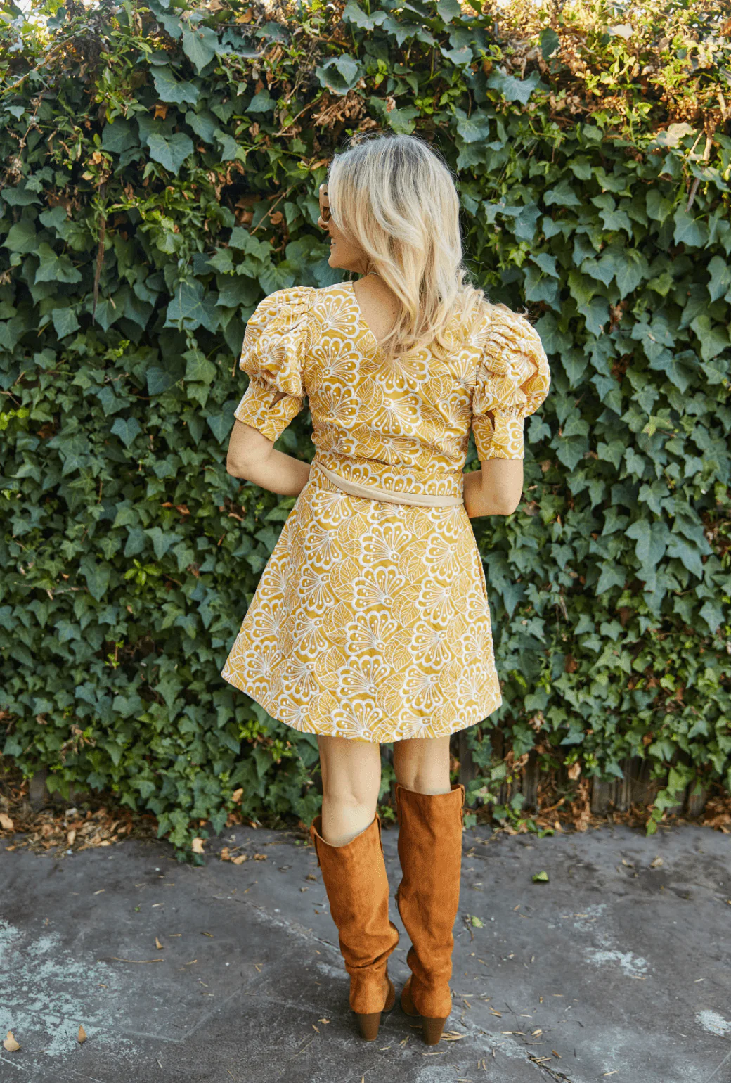 Deep V Day Gown - MINI - Marigold Embroidery - Image 5