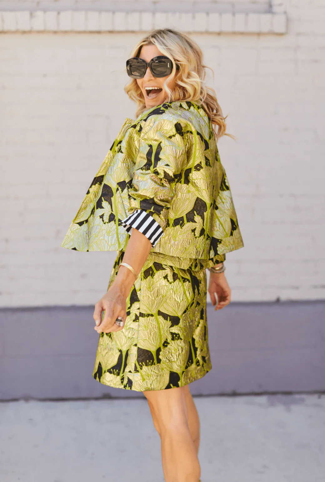 Everyday MINI Skirt - Chartreuse and Black Brocade - Image 10