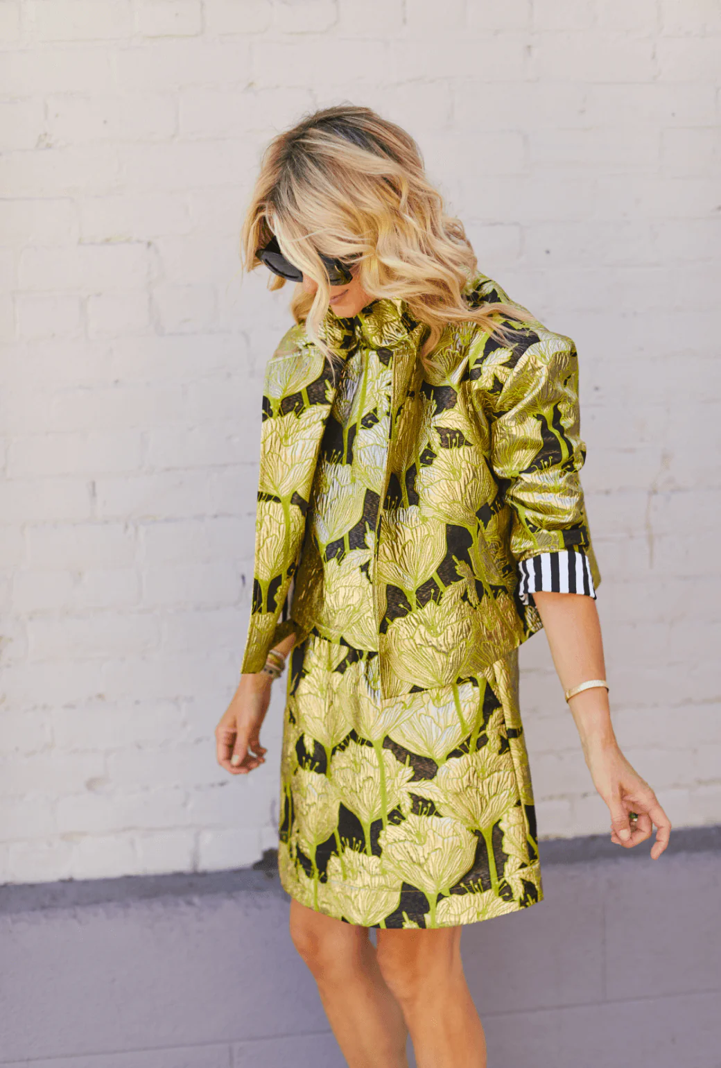 Everyday MINI Skirt - Chartreuse and Black Brocade - Image 9