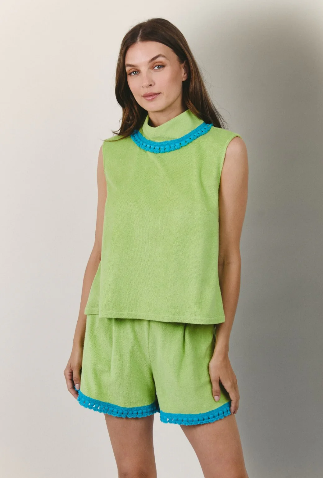Flat Front Everyday Shorts - Green Terry