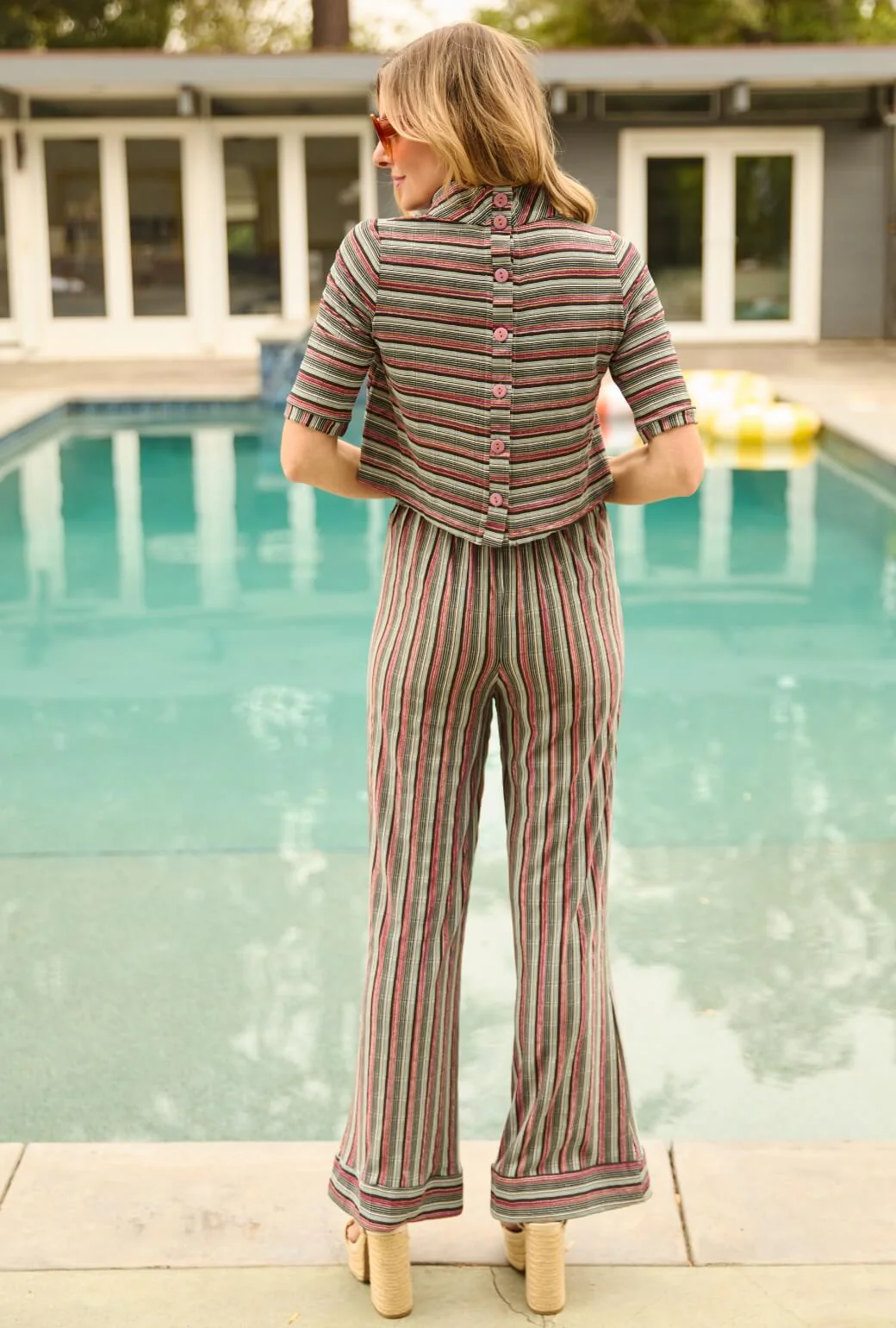 Hepburn High Rise Trousers - 70's Stripe - Image 6