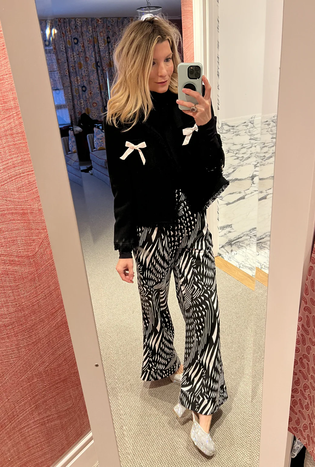 Hepburn High Rise Trousers - Black Abstract - Image 10