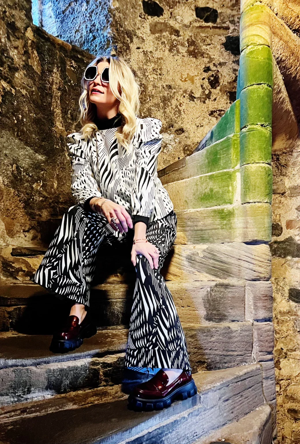 Hepburn High Rise Trousers - Black Abstract - Image 3