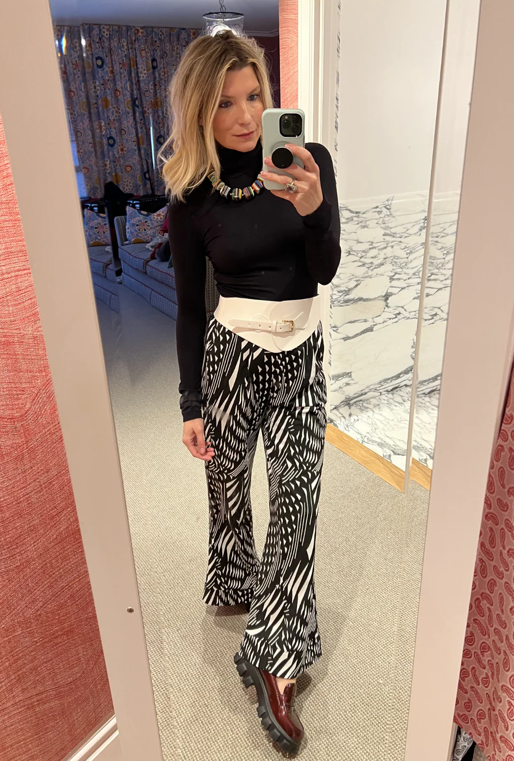 Hepburn High Rise Trousers - Black Abstract - Image 9