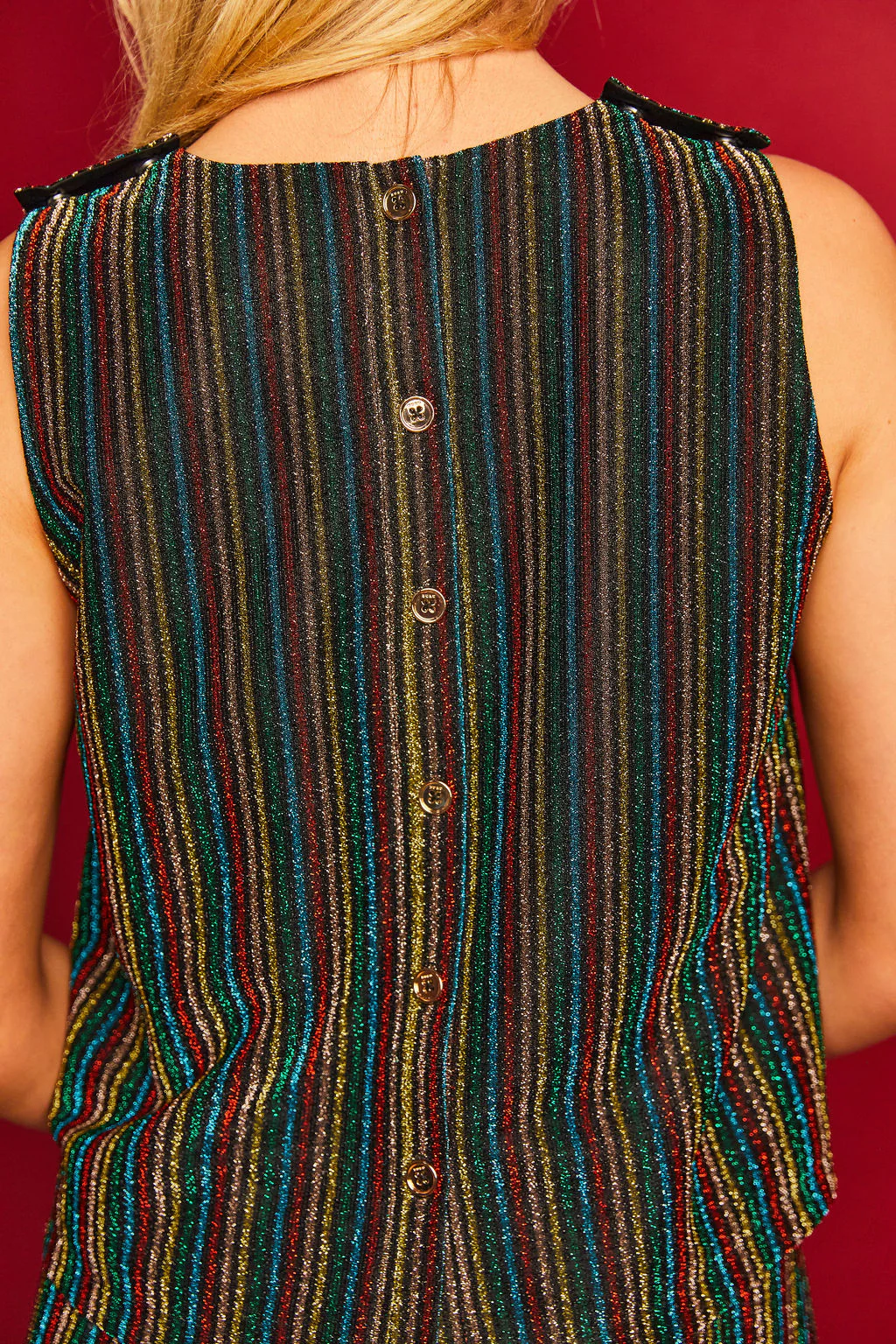 Le V Mod Top - Rainbow Shimmer Stripe - Image 3