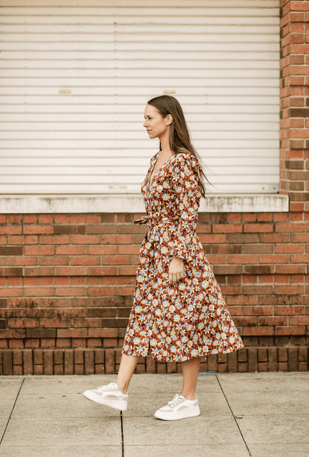 Long Sleeve Day Gown - MIDI - Bronze Floral - Image 10