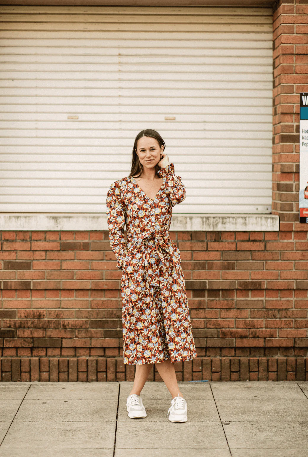 Long Sleeve Day Gown - MIDI - Bronze Floral - Image 11