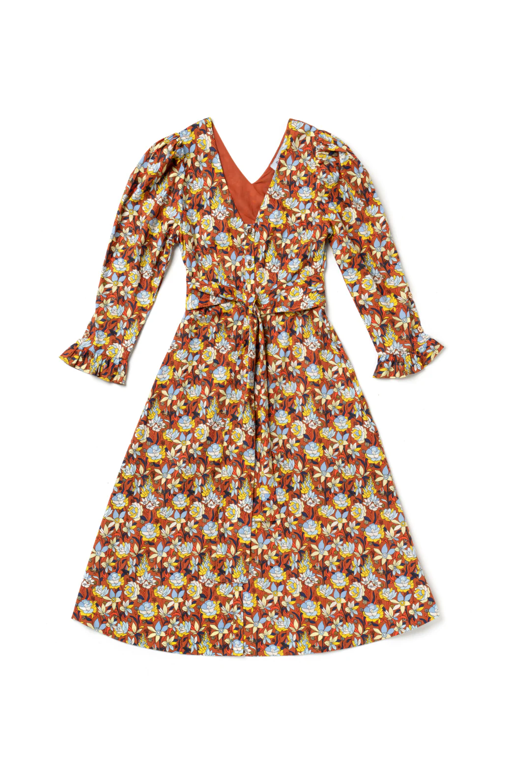 Long Sleeve Day Gown - MIDI - Bronze Floral - Image 3