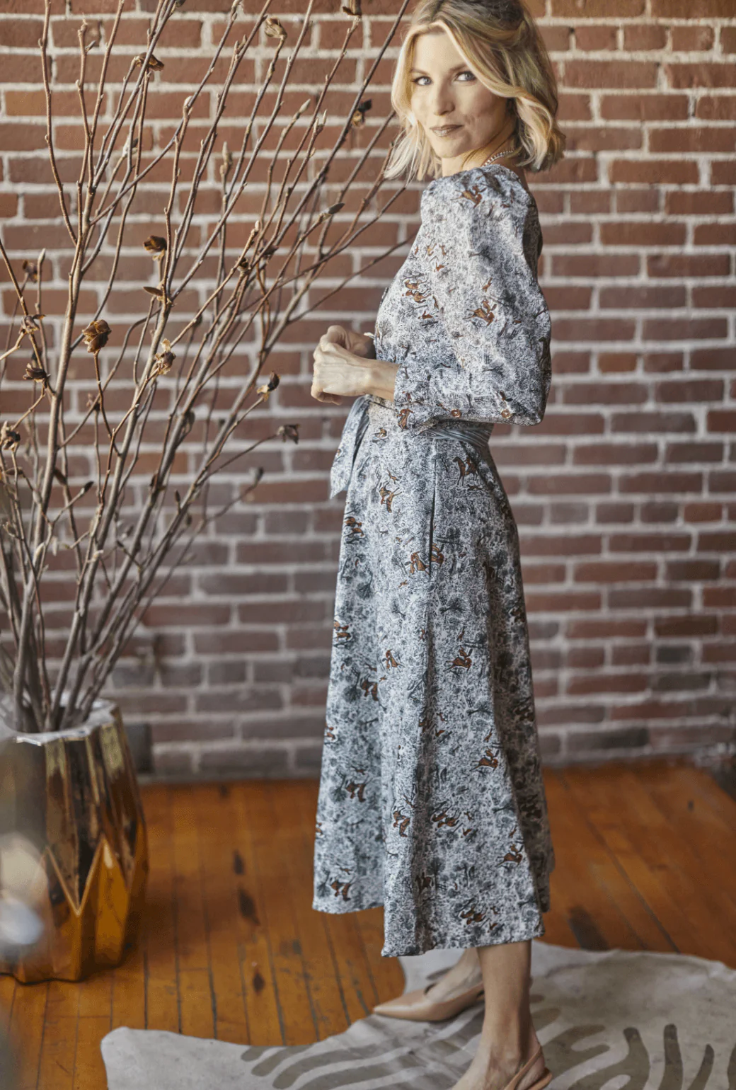 Long Sleeve Day Gown - MIDI - Horses - Image 2