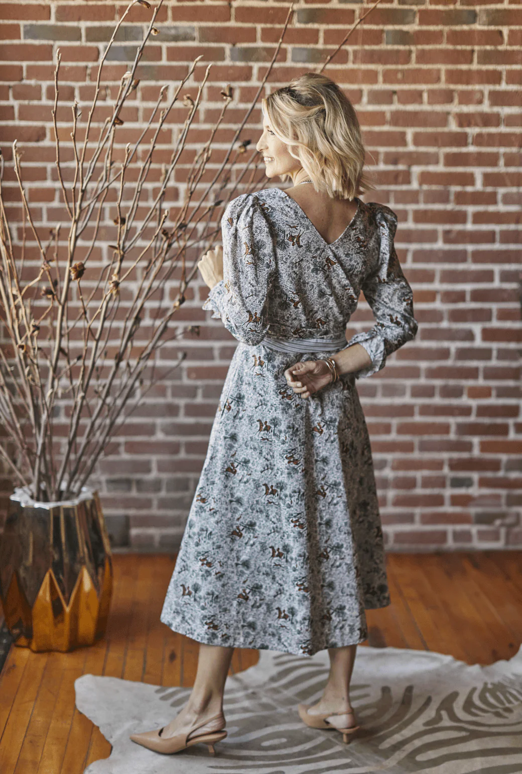 Long Sleeve Day Gown - MIDI - Horses - Image 4