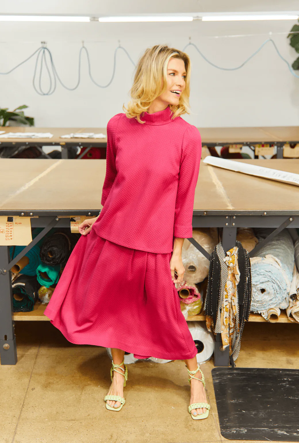 Long Sleeve Mod Top - Fuchsia Dot - Image 5