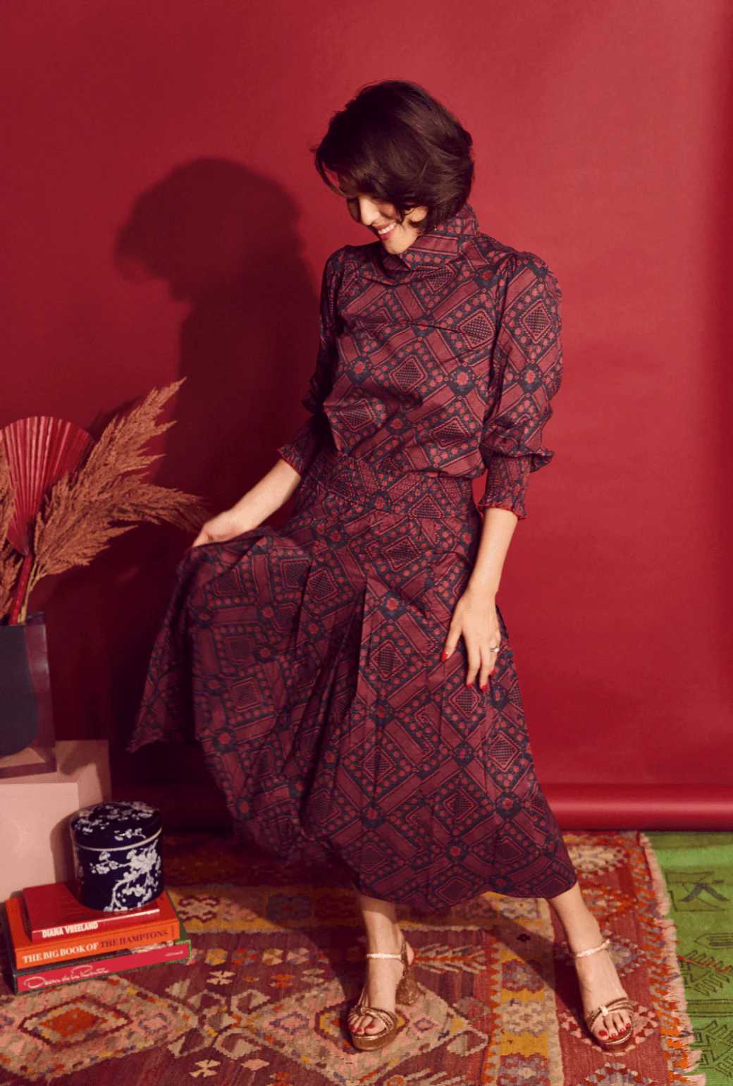 Long Sleeve Mod Top - Indigo Floral - Image 4