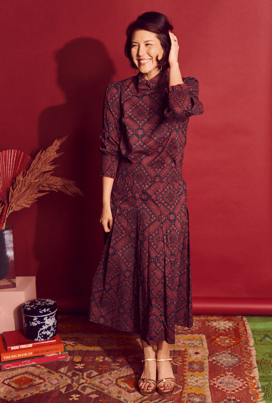 Long Sleeve Mod Top - Indigo Floral - Image 5