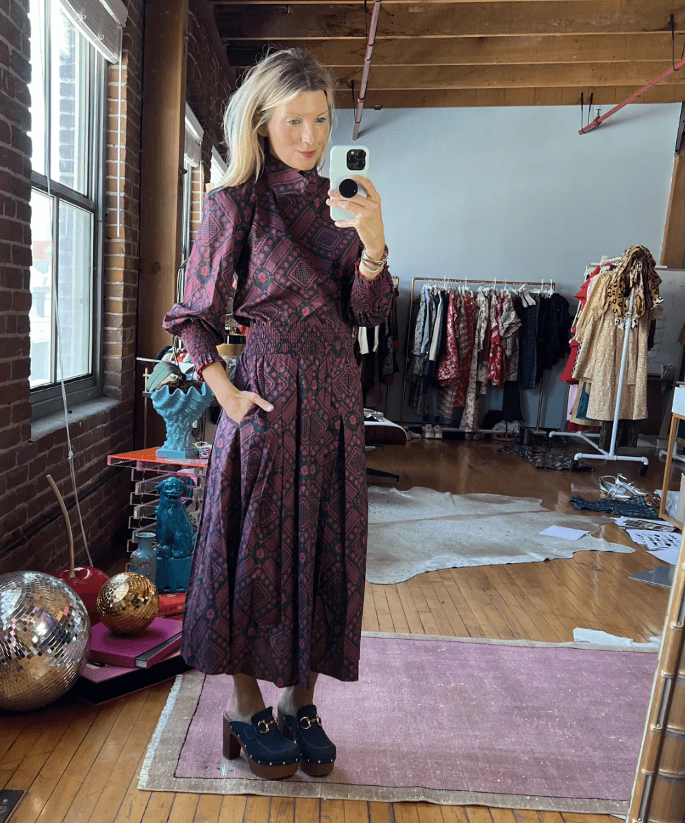 Long Sleeve Mod Top - Indigo Floral - Image 7
