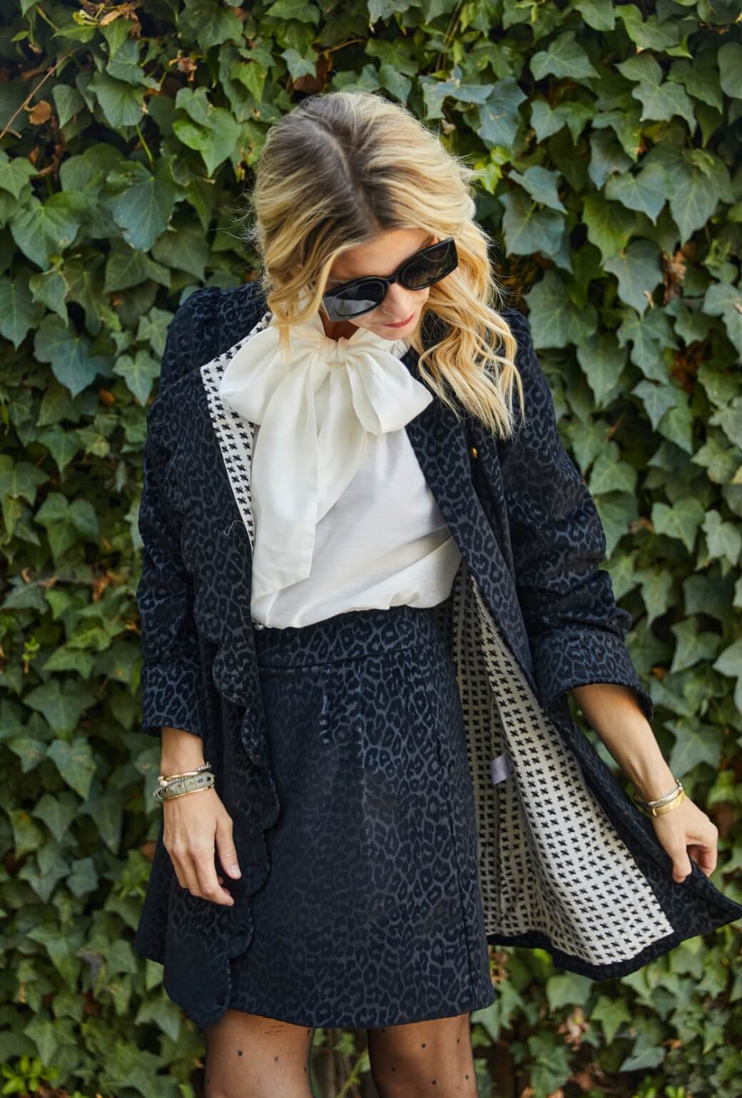 Maggie Mini Skirt - Black Cheetah Corduroy - Image 4