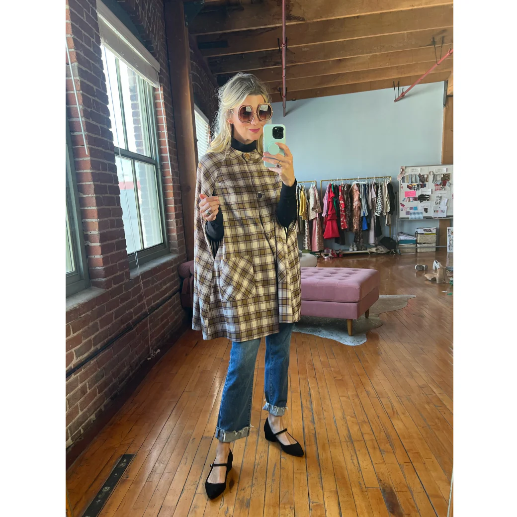 Mama Cape - Brown Plaid - Image 13
