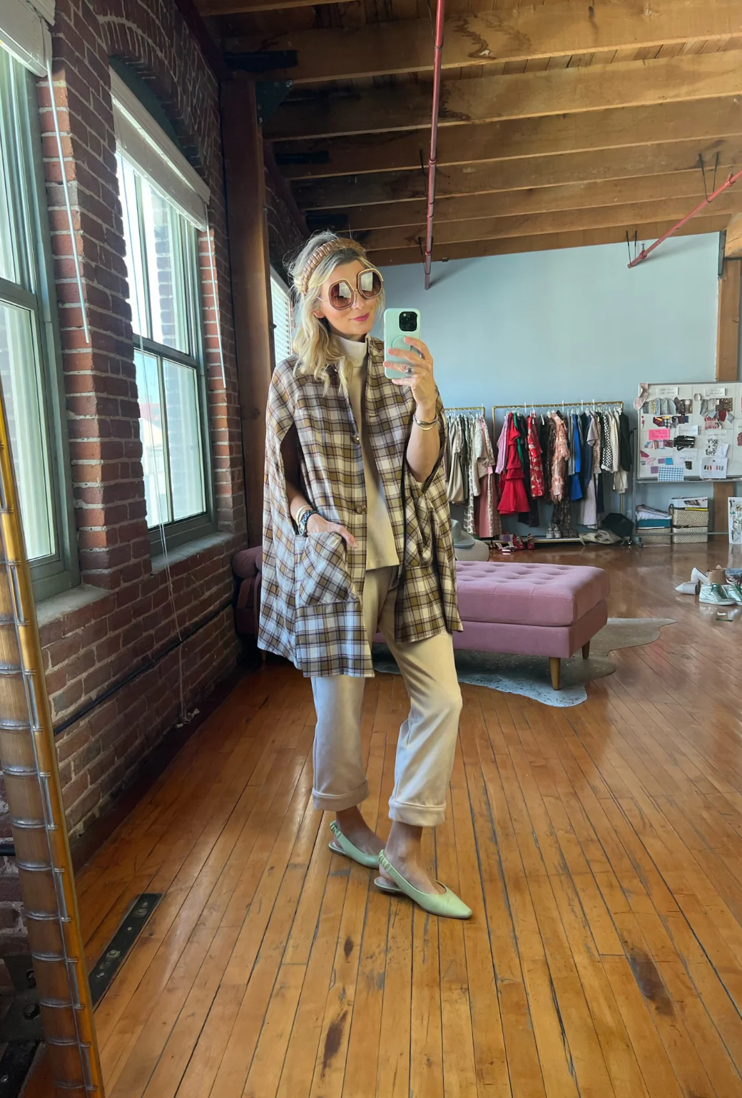 Mama Cape - Brown Plaid - Image 6