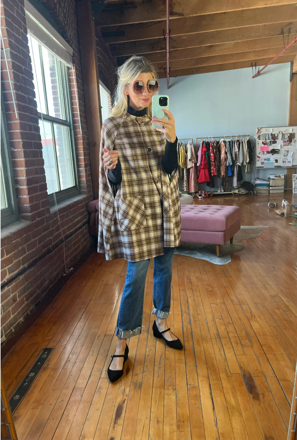 Mama Cape - Brown Plaid - Image 7