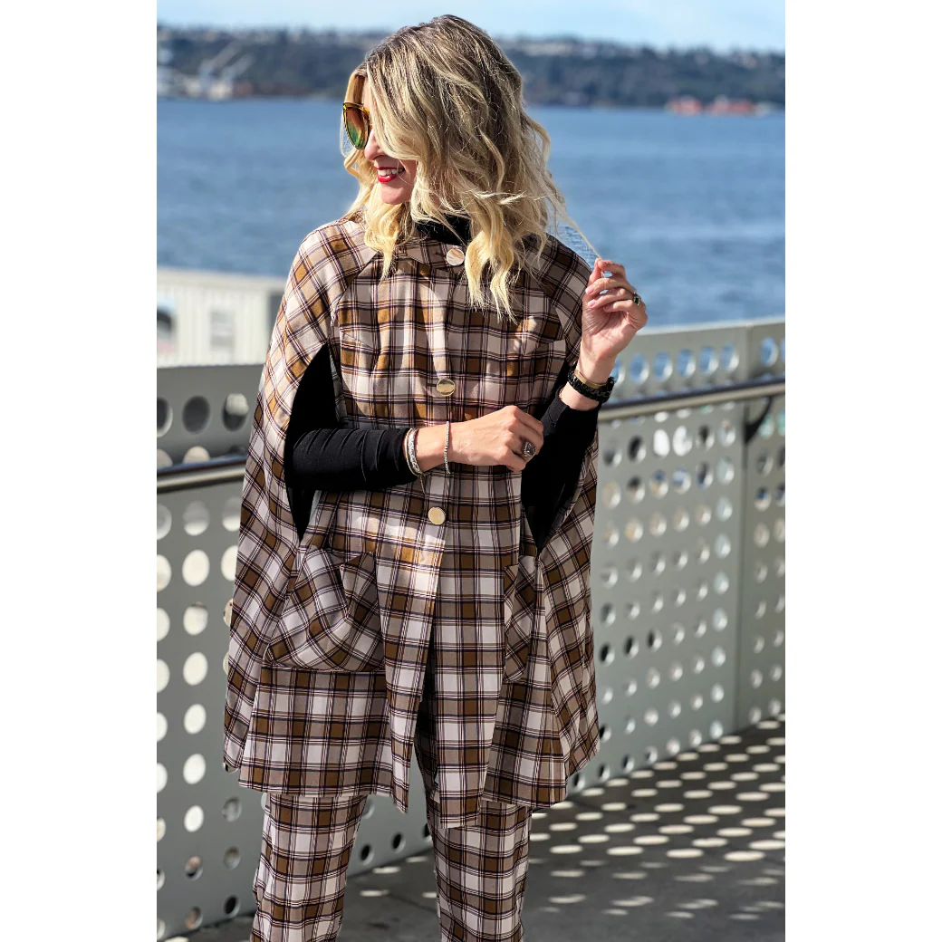 Mama Cape - Brown Plaid - Image 8