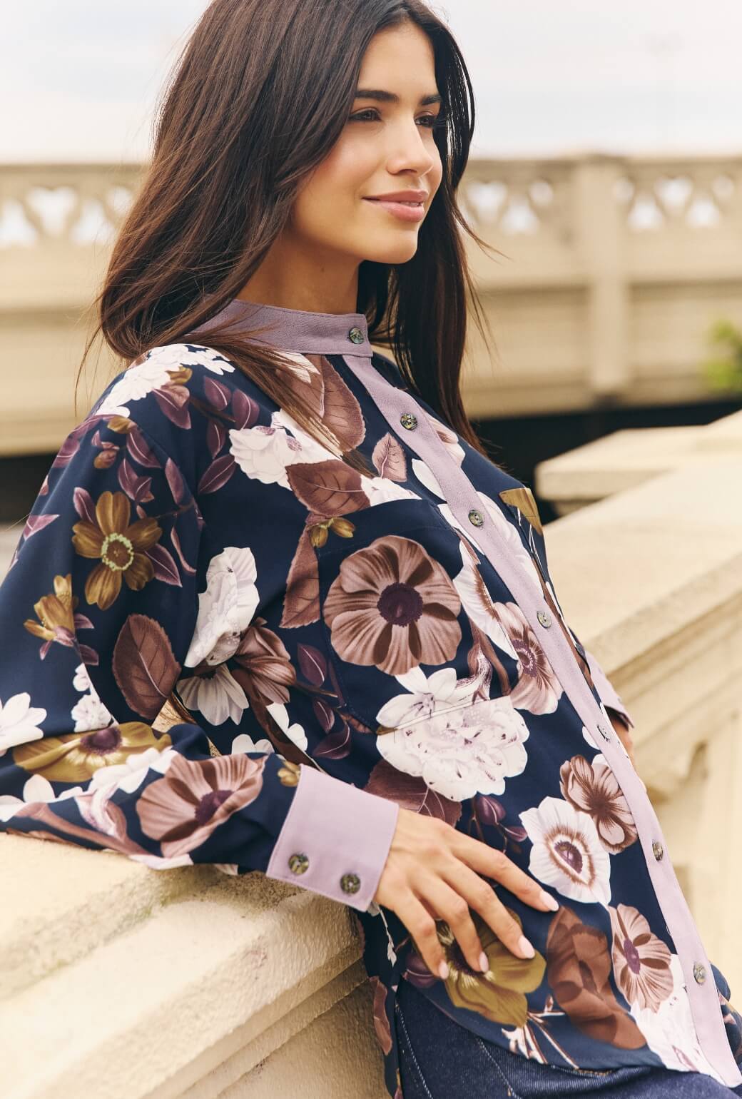 Mandarin Shirt - Fall Floral - Image 2