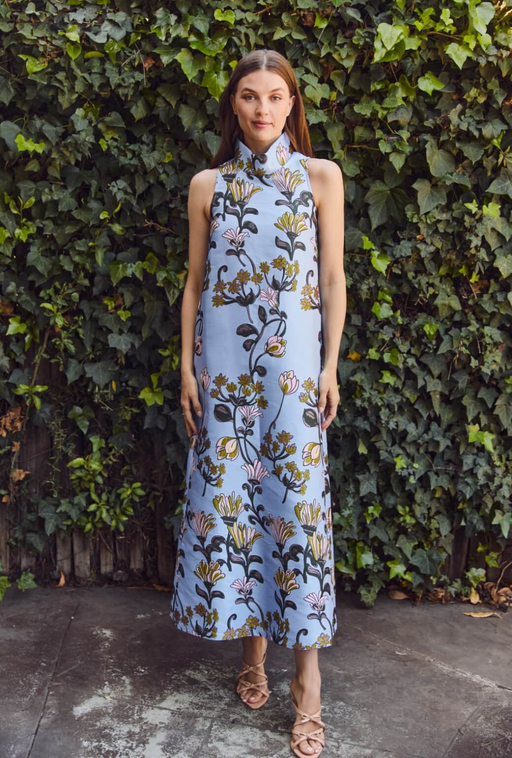 Maxi Mod Dress - Powder Blue Vines - Image 5