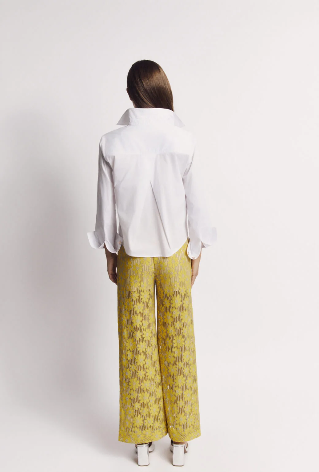 Mel Button Down Cropped Shirt - White - Image 7