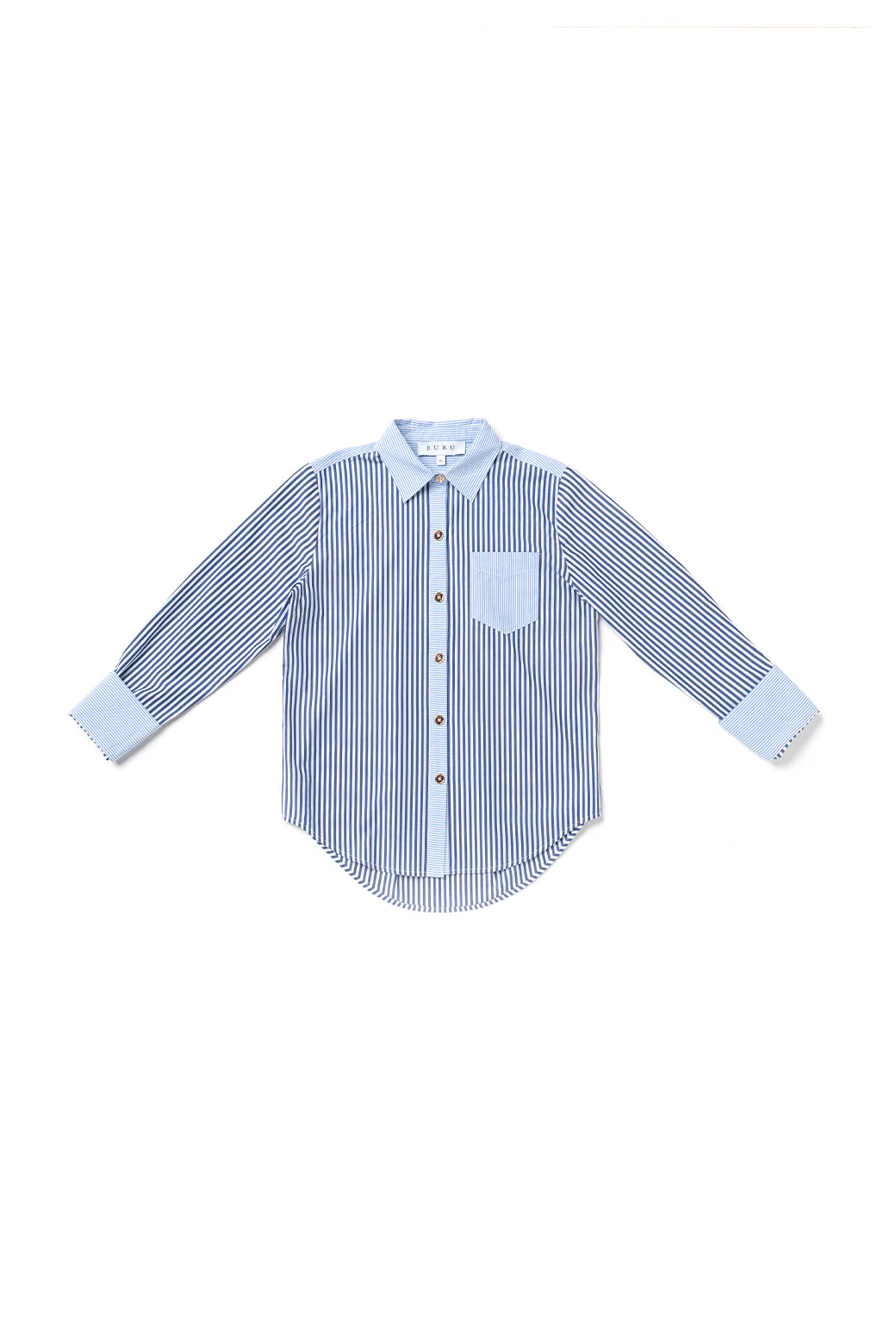 Mel Mixed Button Down Shirt - Blue - Image 3