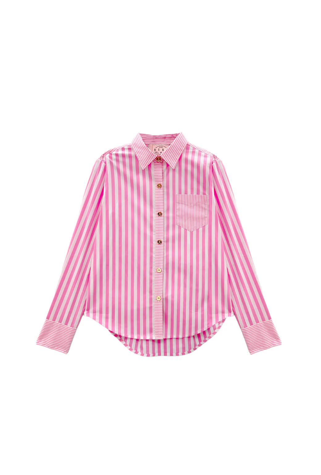 Mel Mixed Button Down Shirt - Pink Stripe - Image 3