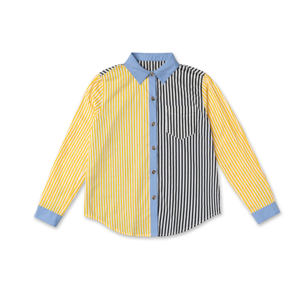 Mel Mixed Button Down Shirt - Yellow Stripe - Image 5