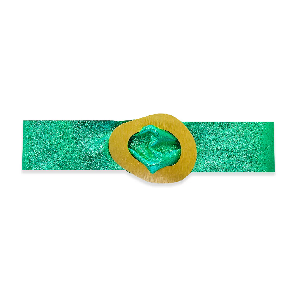 Metallic Leather Belt - Electric Green - Image 2