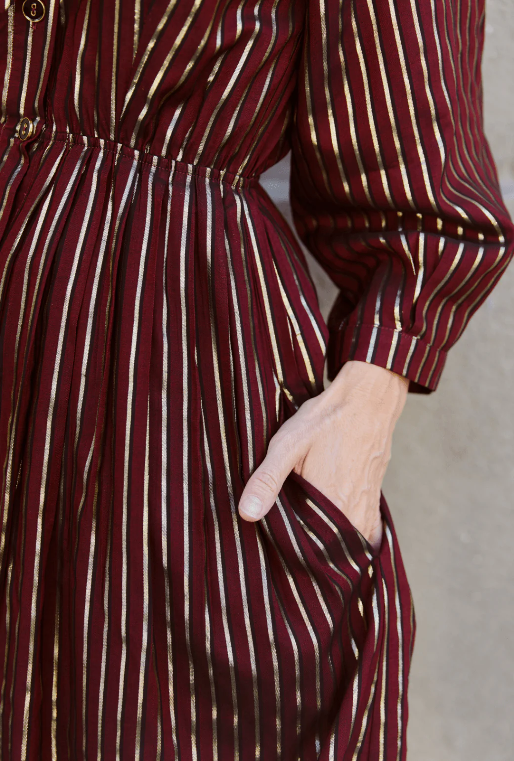 MINI 9 to 5 Shirtdress - Burgundy Stripe - Image 3