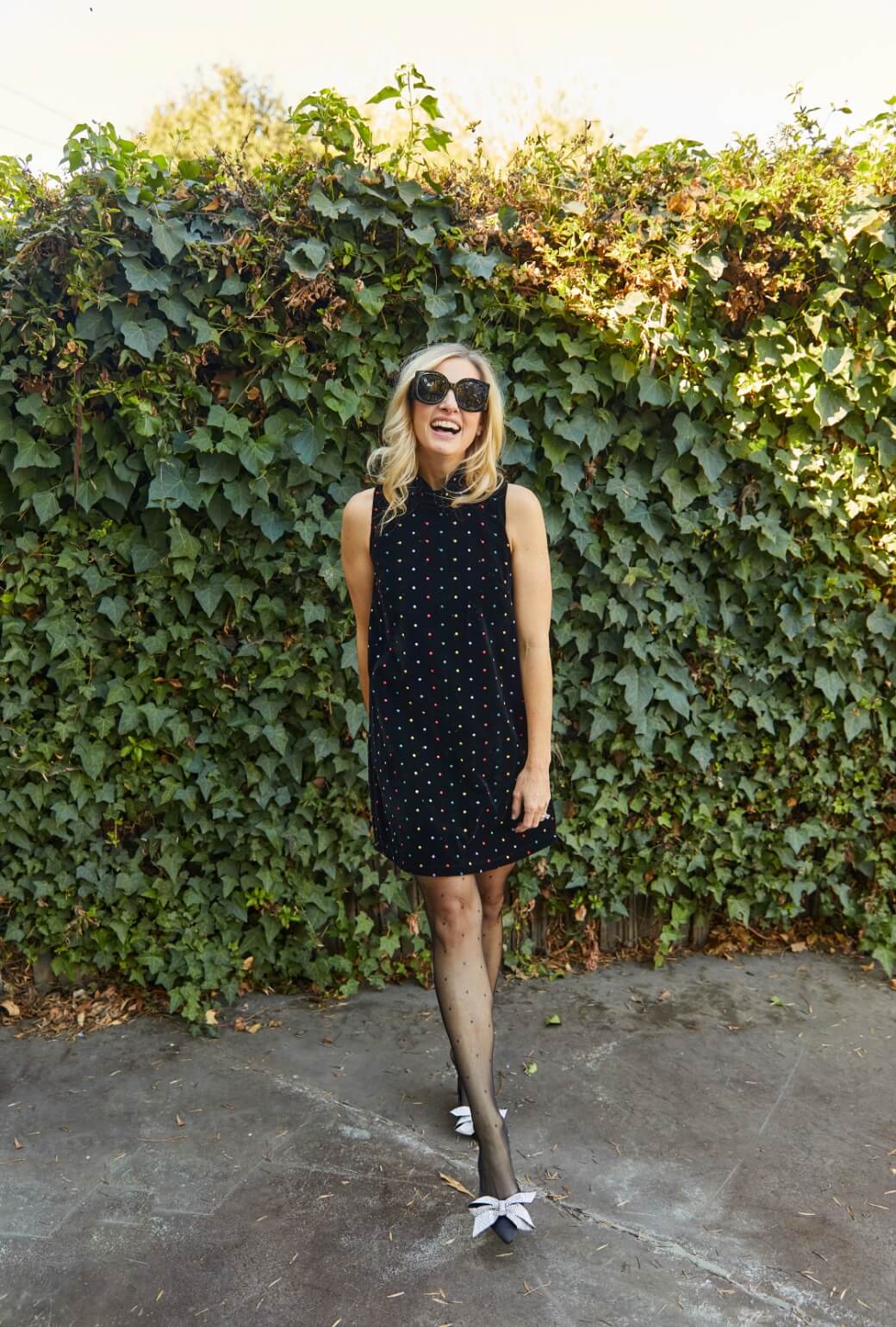 MINI Mod Dress - Embroidered Dot Black Velvet - Image 5