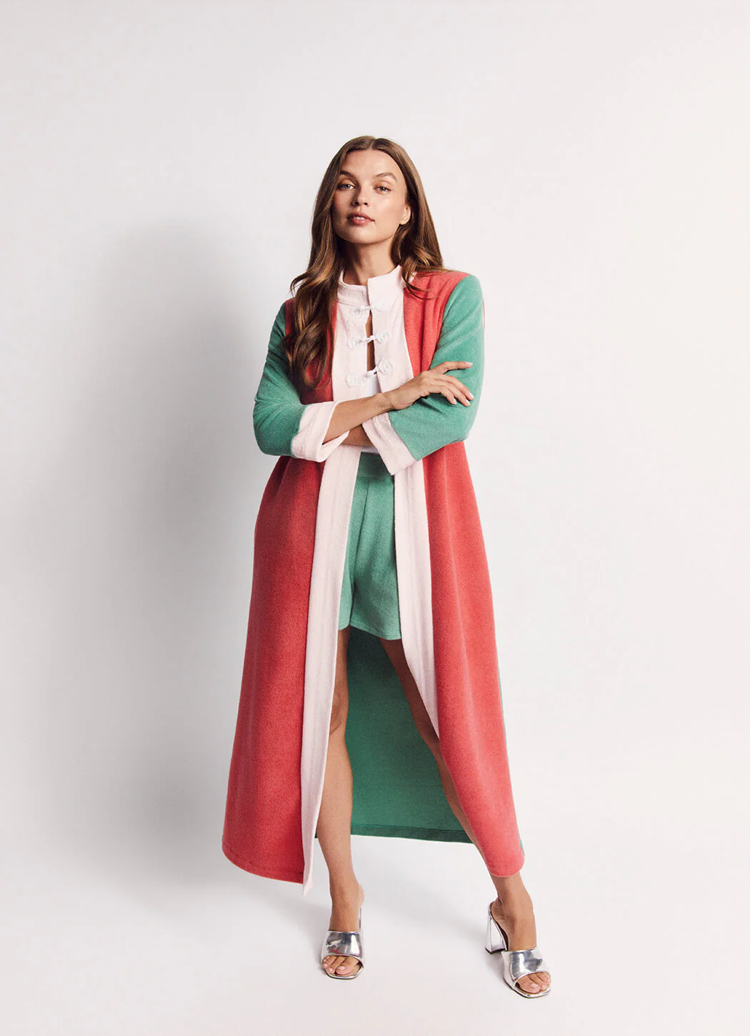 Mod Colorblock Robe - Pink, Coral & Teal Terry - Image 10