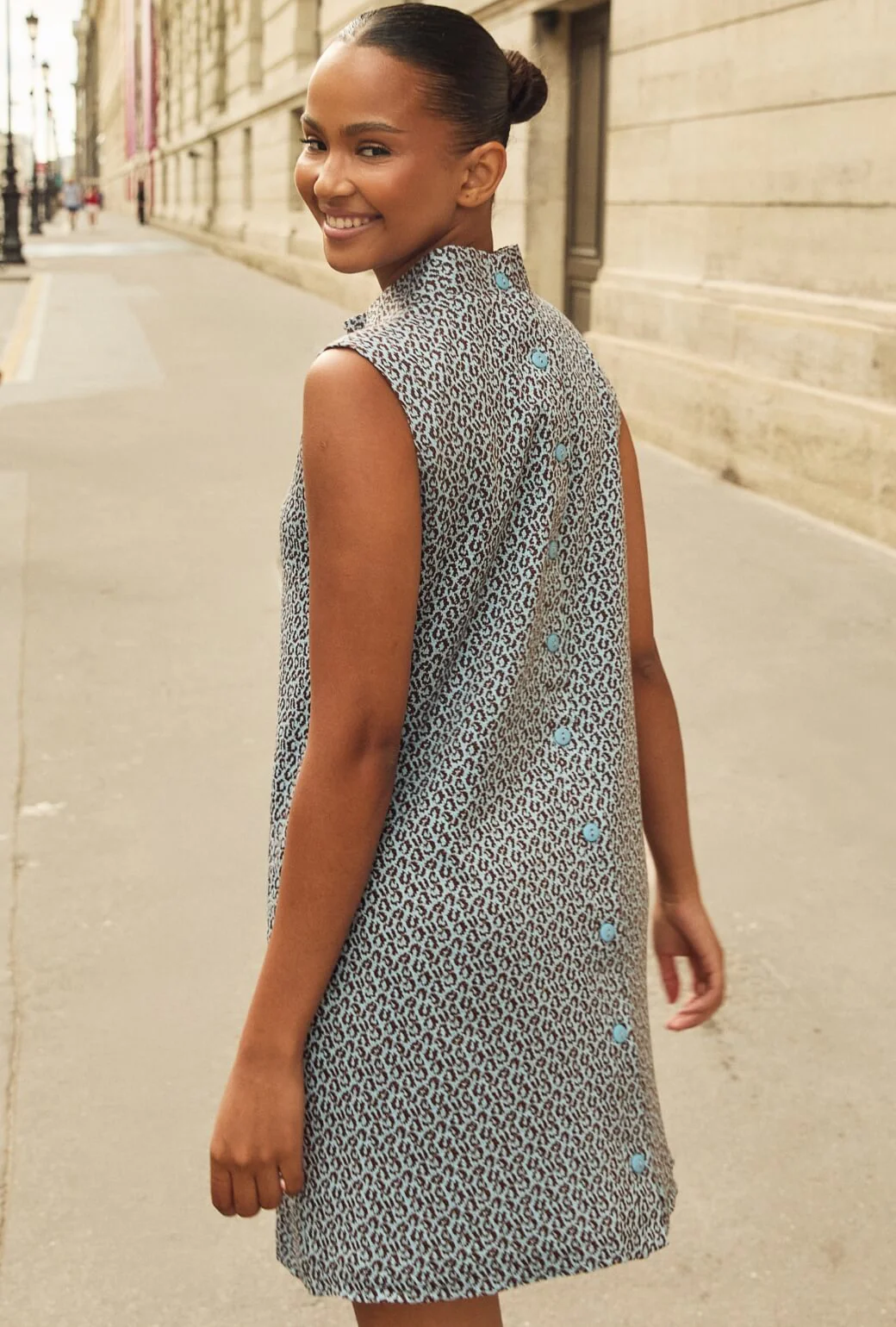 Mod Dress - Blue & Brown Cheetah Knit - Image 2