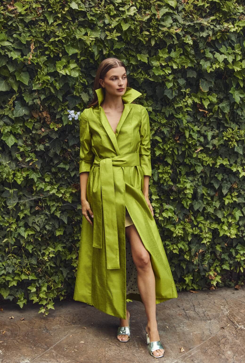 Opera Coat - Green Taffeta - Image 5