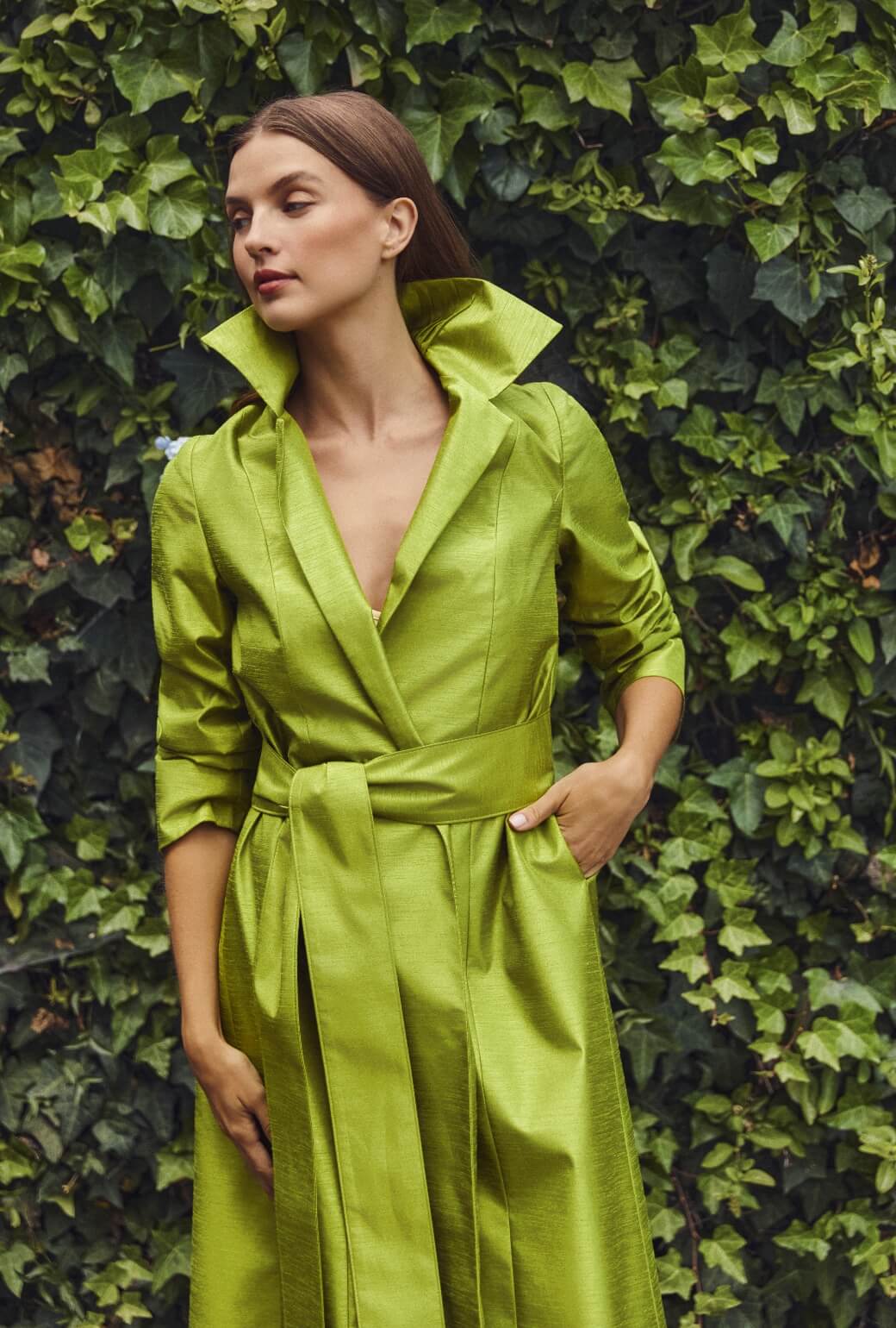 Opera Coat - Green Taffeta - Image 6