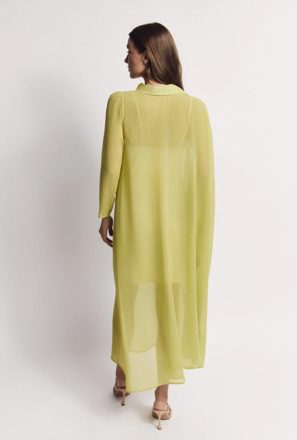 Palm Canyon Kaftan - Lime Sheer Dot - Image 10