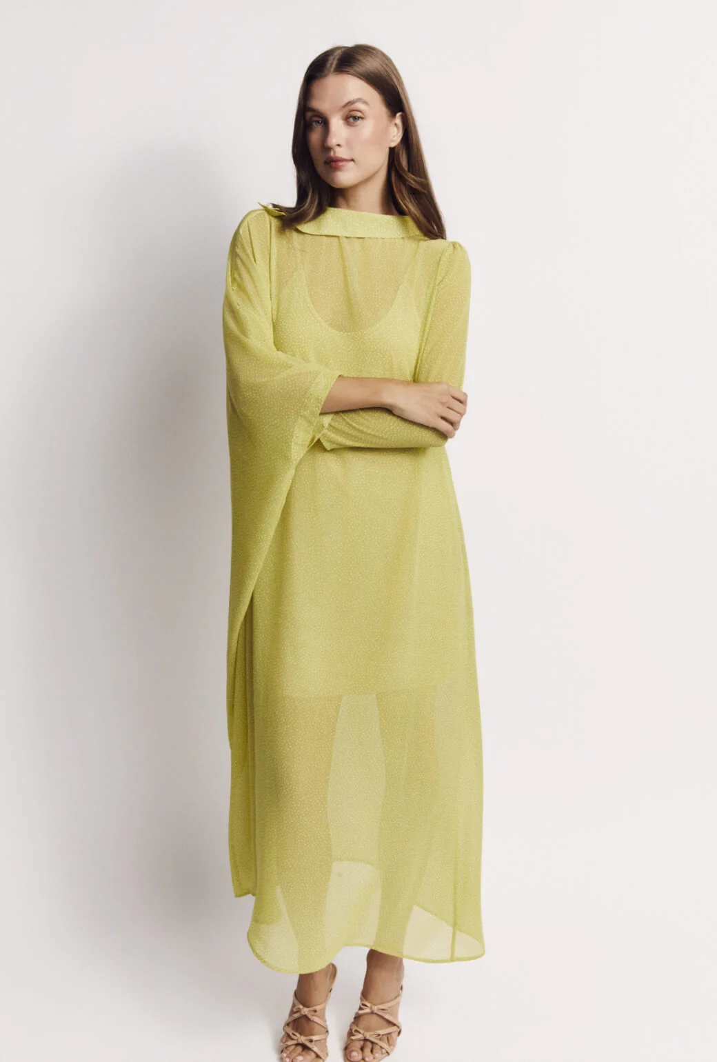 Palm Canyon Kaftan - Lime Sheer Dot - Image 11