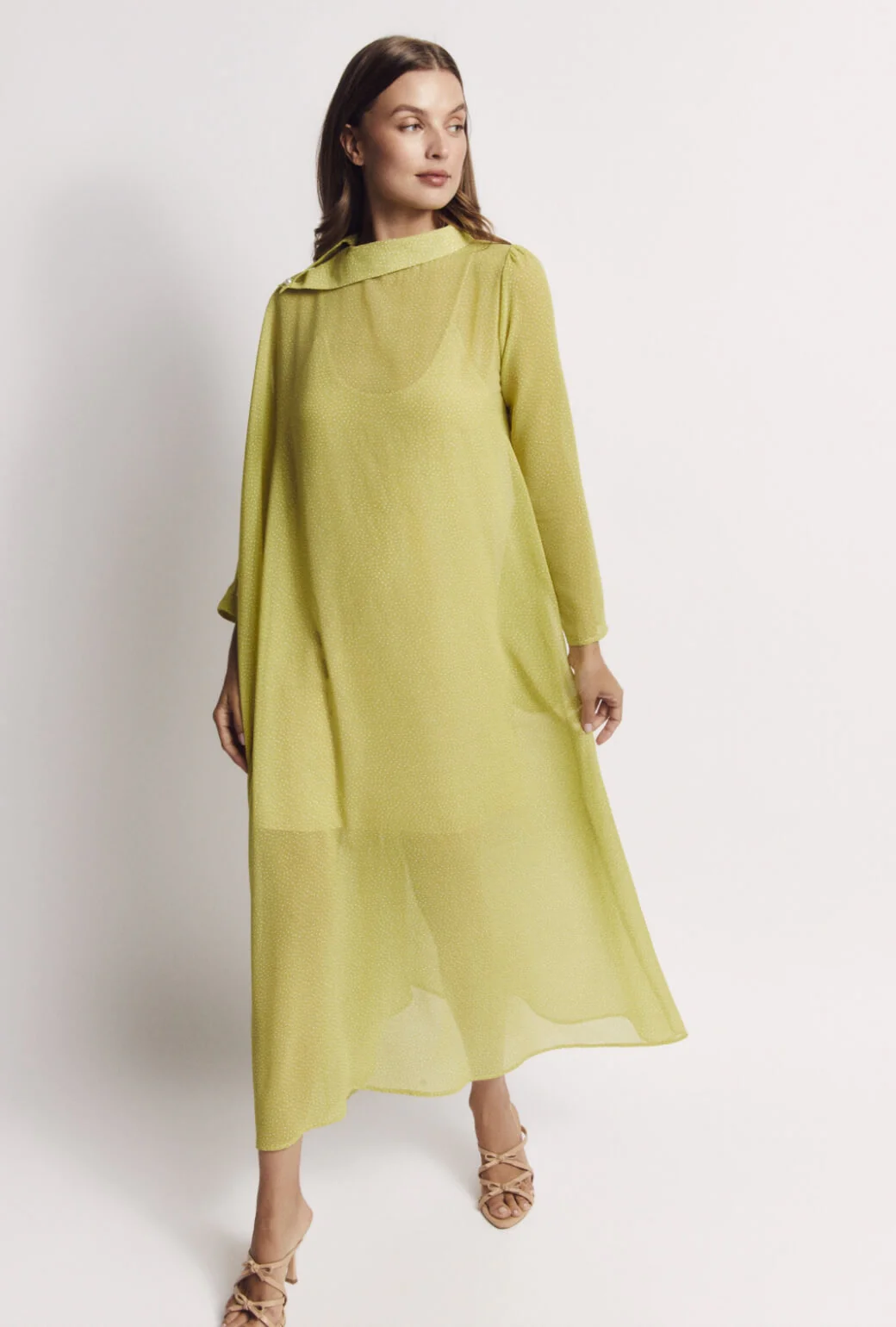 Palm Canyon Kaftan - Lime Sheer Dot - Image 3