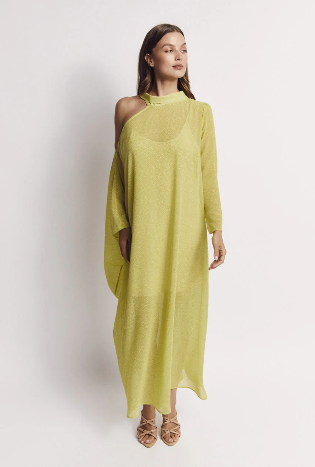 Palm Canyon Kaftan - Lime Sheer Dot - Image 9