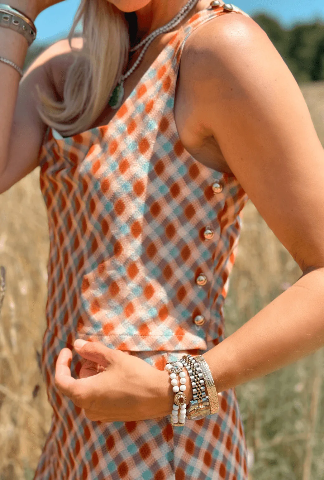 Cropped Paulina Top - Sheer Plaid - Image 3