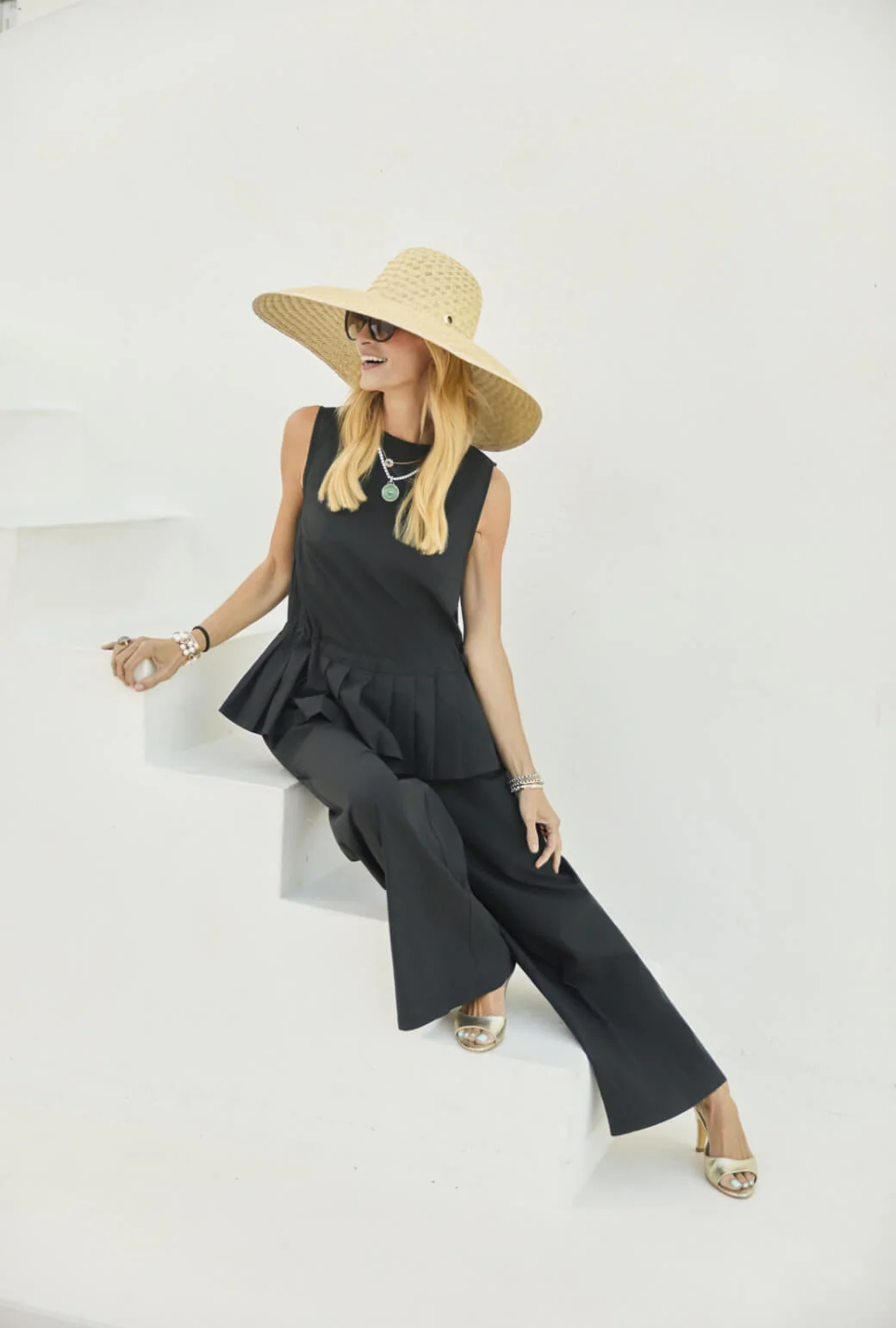Peplum Jumpsuit - Black - Image 3