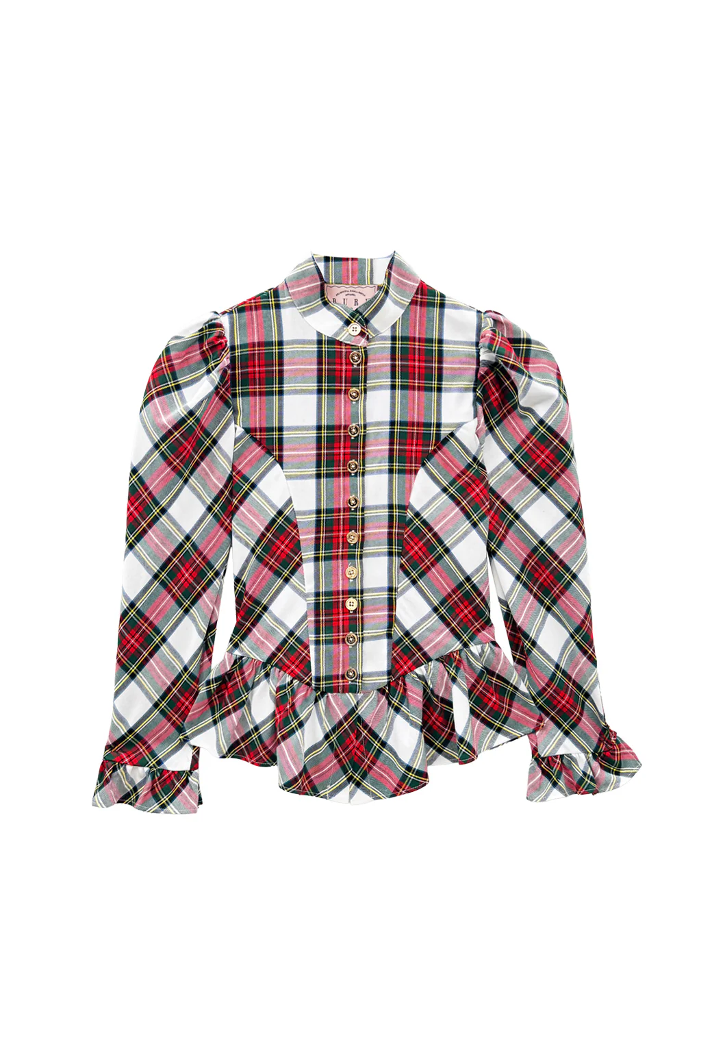 Peplum Puff Sleeve Button Down - Stewart Plaid
