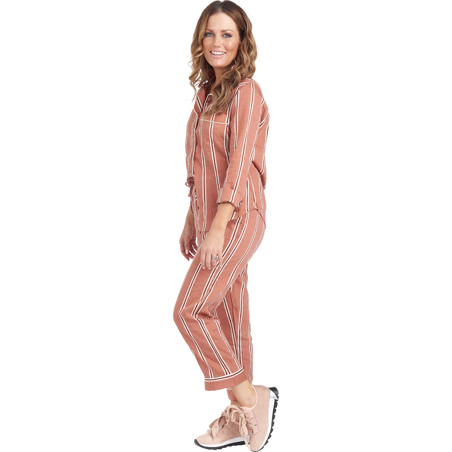 PJ Blouse - Brown & Red Stripe - Image 12