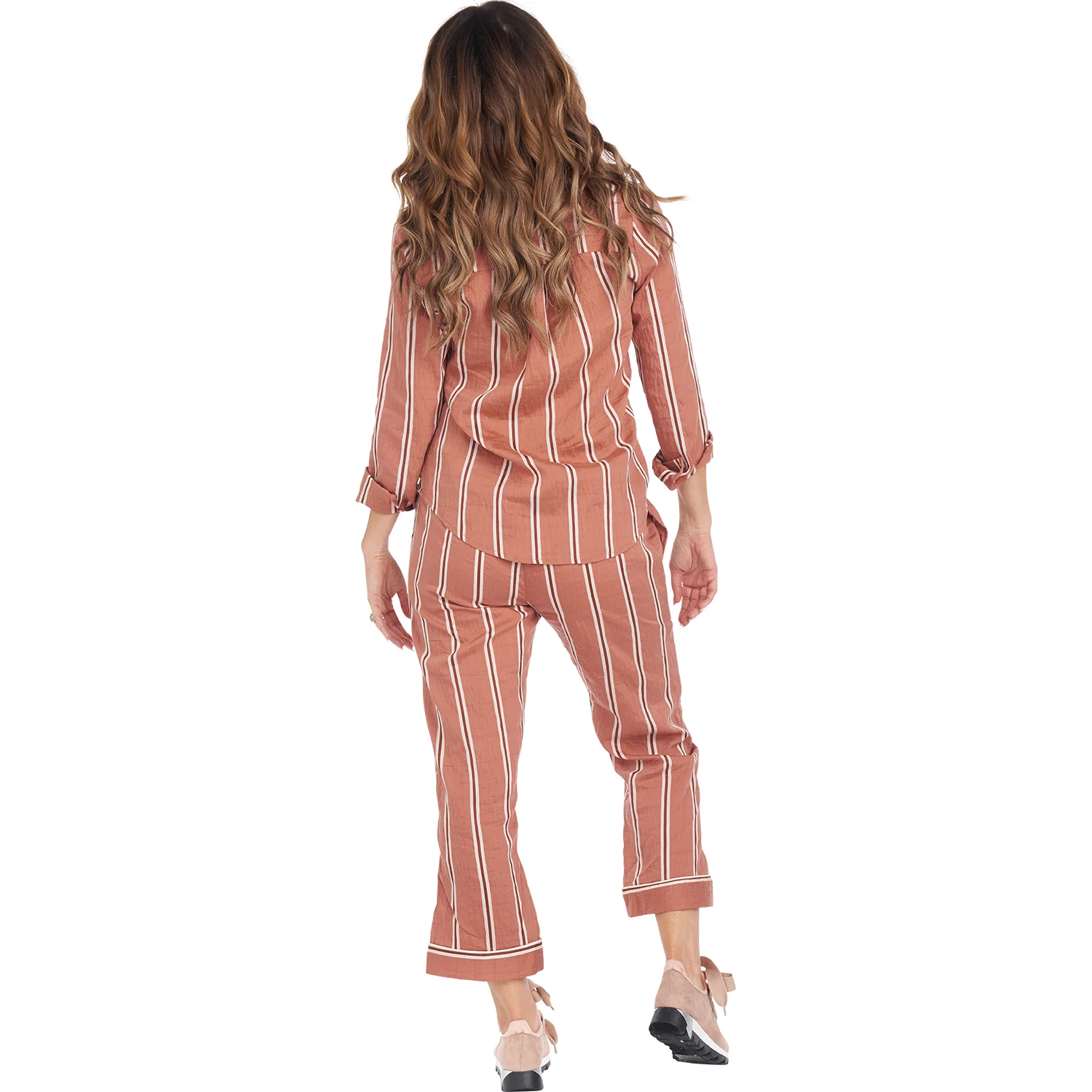 PJ Blouse - Brown & Red Stripe - Image 13