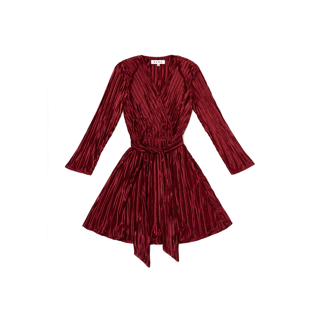 Pleated Mini Dress - Crimson - Image 16